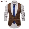 Idef.g.s Men Casual Suit Kamizelka Slim Fit Bez Rękawów Wedding Vintage Tweed Moda Gilet Vest Homme Plus Size White Tuxedo Waistcoat