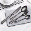 4pcs/set Stainless Steel Stableware Set Knife Fork Spoon Set Flatware Sets Gold Rainbow Drop Ship