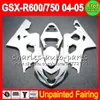 鈴木GSX-R600 GSX-R750 04-05 GSXR 600 GSXR750 GSXR 600 750 K4 04 2004 2005フェアリングボディワークボディのための8ギフト未塗装フルフェアリングキット