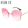 DSGN CO. Gratis verzending elegante kat oog mode vrouwen zonnebril randloze zonnebril voor vrouw 7 kleuren UV400