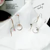 Mode halvcirkel twisted pärlor asymmetriska tofsar dangle örhängen legering guld härlig prom fest smycken gåvor enkel geometrisk örhänge