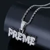 Iced Out Letter PREME Necklace Pendant Zircon Copper Gold Silver Color Plated Men Women Jewelry Gifts