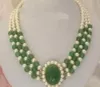 Bellissimi gioielli Collana con pendente in pietra verde perla d'acqua dolce bianca da 7-8 mm