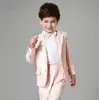 Формальная одежда мальчика на две кнопки нотч лацкай розовый ребенок полный дизайнер красивый мальчик свадебный костюм мальчики наряды на заказ