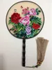 Vintage Round Handle Chinese Decorative Fans Women Gift Fan High End Handcrafted Double Embroidered Natural Silk Hand Fan Wedding