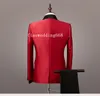 New Style Red Shawl Lapel One Button Groom Tuxedos Black Men Suits Wedding/Prom/Dinner Man Blazer(Jacket+Pants+Tie)