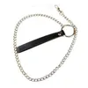 Black PU Leather Metal Chain Bondage Restraint Neckollar's Lead Leash #R98