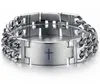 Classic Cross Rostfritt stål Länkkedja Armband för män Spanien Bibel Vers Lords Bön Svart guld Vit Titan Smycken Partihandel