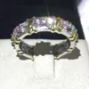 Vecalon 3 färger pärla 5a zircon cz engagemang bröllop band ring för kvinnor 10kt vit gul guld fylld kvinnlig ring