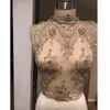 Aso Ebi Shiny Crystal Prom Klänningar 2018 Nigeria Sexig Afrikansk Högkrage Lace Applique Beaded Party Gowns Snygg Long Mermaid Prom Dress
