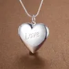 Factory Partihandel 925 Sterling Silver Plated Love Heart Pendant Locket Halsband Fashion Classic Romance Smycken Alla hjärtans daggåva