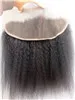 Groothandel Onverwerkte Remy Braziliaanse Virgin Kinky Rechte Kant Frontale Haarsluiting 13 * 4inch Menselijke Hair Extensions Natural Black 1B Kleur