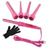 5 em 1 Curling Wand Set Cabelo Curling Tong 5 pcs Ferro De Ondulação Do Cabelo A Varinha De Cabelo Curler Roller Gift Set