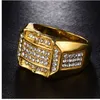 Novos anéis de strass de luxo da moda para homens de ouro e prata cores clássicas de jóias de anel de hip hop masculino clássico