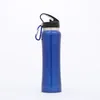 500ML Stainless Steel Water Bottle Carabiner Buckle Vacuum Kettle New Travel Insulated Cooler Drinking Mug Cup With Straw Lid WX9-807