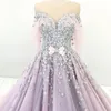 Romantyczny Dubai Princess Sukienka Zaręczyny Sheer Jewel Neck Bow Zroszony Koronki Aplikacja Suknie Wieczorowe Glamour Buffy Ball Suknia Tulle Prom Dres