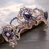 Luxury Purple Rhinestone Bridal Fascinators Head Pieces Crystal Wedding Party Headbands Tiaras Crowns Prom Evening Hair Accessories