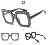 Big diamond Sun Glasses Square colored Shades Women Oversized Sunglasses Retro Top Crystal Trend Rhinestone ljje9