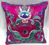 Vintage Embroidery Dragon Chinese Cushion Cover Sofa Chair Ethnic Back Cushion Home Decorative Satin Pillow Case 43x43 cm 55x55 cm