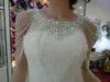 2020 Kryształowa Rhinestone Biżuteria Bridal Okładki Biała Koronka Ślubna Szal Kurtka Luksusowa Kurtka Bolero Suknia Ślubna Z Frezowaniem
