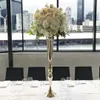 Brillant Or vases à fleurs de mariage 88cm hauteur table pièce maîtresse en métal fleur d'or trompette pour la décoration maison de mariage
