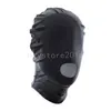 Bondage PVC Wet Look Dungeon Wheel Open Mouth Full Head Hood Mask Blindfold Roleplay #R78