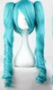 БЕСПЛАТНАЯ ДОСТАВКА +++ НОВЫЙ Vocaloid Hatsune Miku Двухцветный вьющиеся хвостики синий полный парик косплей