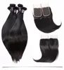 Ishow Brazilian Human Hair Bundles Wefts Body Wave Straight 3pcs With 4*4 Lace Closure Water Loose for Women All Ages Natural Color Black 8-28inch
