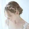 2019 Zarte Gold Blumenblatt Kopfschmuck Braut Haar Krone Rebe Kristall Hochzeit Stirnband Tiara Frauen Haarschmuck