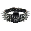 2 inch Wide Genuine Leather Studded Dog Collars for Medium Large X-Large Pitbull Dogs with Cool Spikes293z