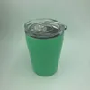 Verres à vin en acier inoxydable Gobelets de 9 oz Tasse sans pied tasse conique pour enfant avec couvercle en plastique et paille