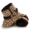Botas de Inverno Quente Bebê Recém-nascido Meninas Princesa Leopardo Primeiro Caminhantes Solic Solic Sapatos Criança Crianças Crianças Menina Bow-Knot Calçado