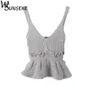 2017 Höst Kvinnor Small Tank Top Sweet Sexy Slim Hem Halter Flounced Kitted Vest Toppar 8 Färg Basice Casual Ruffles Crop Tops