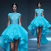 Robe de Soiree Пром платья знаменитости платье показ мод высокой шеи вечерние вечерние платья с короткими рукавами