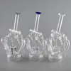 Çift huni Su Boruları Recycler Bongs 10" Petrol Rig Cam Bong 14mm erkek eklem cam borular kase ile geliyor