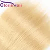 1B 613 Colored Silk Straight Human Hair Weave 3 Bundles Platinum Blonde Brazilian Virgin Extensions Blond Ombre Double Machine Wef5843663