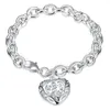 Ordre mixte entier 925 argent Sterling plaqué coeur pendentif bracelet à breloques bracelets mode fête bijoux saint valentin237w