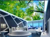 사용자 정의 3D 천장 벽지 녹색 나무 3D 천장 벽지 롤 리빙 룸 입체 3d 벽지 현대 홈 개선