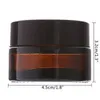 12pcs 20g Amber Glass Cream Jars Cosmetic Packaging with lid black plastic caps & inner liners round empty small glass jar pot