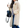 Winter Warm Lam Bontjas Vrouwen Casual Lange Mouw Lange Faux Bontjas Winter Uitloper Dames Warm Jassen Teddy Parka Femme