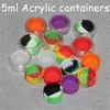 Cosmético acrílico jar 5ml plástico recipiente de cera de silicone limpo clear ecofriendly plástico shatter resistente óleo recipiente de óleo esmalte armazenamento