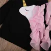 Abbigliamento coordinato per la famiglia Abiti mamma e me Bambini Neonate Unicorno Top Felpe Maniche lunghe T-shirt cartoni animati Vestiti per la figlia della madre