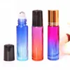 Hot 10ML Roll on Empty Cosmetic Containers Gradient Color Thick Glass Perfume Bottle For Travel Portable