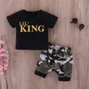 2018 Verão Bebê Recém-nascido Roupas Menino Preto T-shirt + Camuflagem Calças Curtas 2 PCS Algodão Crianças Meninos Definir Moda Infantil Criança Menino roupas 0-4 T
