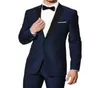 Brand New Navy Blue 2 Piece Suit Hommes Smokings De Mariage De Haute Qualité Smokings De Marié Avec Revers Noir Center Vent Hommes Blazer (Veste + Pantalon + Cravate) 1307