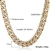 14mm 60cm Hiphop Bling Smycken Halsband för män Iced Out Miami Curb Cuban Link Chain Gold Silver Color CZ Rhinestones GN432