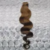 Nastro di trama della pelle nelle estensioni dei capelli umani 40 pezzi Nastro adesivo per estensioni dei capelli dell'onda del corpo 100g 16"18"20"22"24" Estensioni dei capelli del nastro indiano Remy