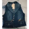 New Denim Vest 여성 짧은 재킷 캐주얼 탑 봄 여름 민소매 청바지 외부 복장 칼라 슬림 여성 양복 조끼 H578