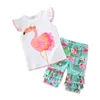 2 pezzi set di abbigliamento per bambini 2018 estate bambini fenicotteri set bambino neonate vestito t-shirt top tee + pantaloni floreali ragazze abiti vestiti