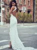 Sexy High Split Mermaid Lace Wedding Dresses Beach 2019 Selling New Court Train Sleeveless High Neck Backless Bridal Gowns Cus3357